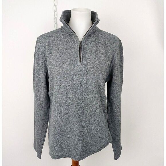 Banana Republic Gray Heather 1/4-Zip Long Sleeve Knit Pullover Sweater Womens M - Picture 1 of 6